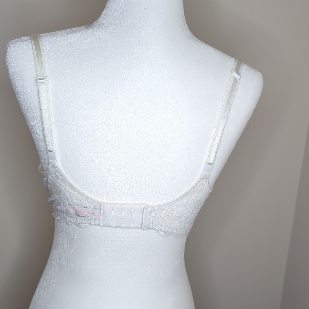 Victoria's Secret Size 34 DD Lined Demi White Lace Trim Bra - Picture 5 of 10